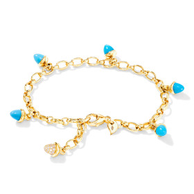 Gelbgold, Armschmuck, Tamara Comolli MIKADO Charm Armband 'Türkis' mit Diamant-Pavé, Ref: B-MC-Ch-Tur-p-yg