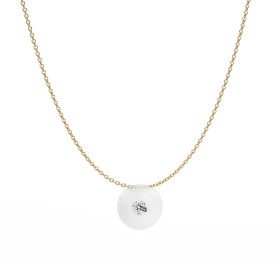Gelbgold, Halsschmuck, Schmuckwerk Glasklar Anhänger mit Halskette, Ref: DH807-GG-GW