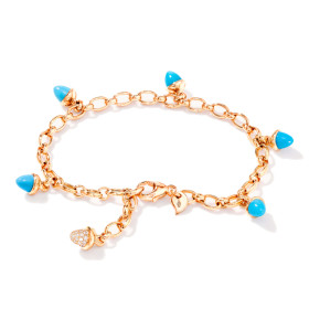 Roségold, Armschmuck, Tamara Comolli MIKADO Charm Armband 'Türkis' mit Diamant-Pavé, Ref: B-MC-Ch-Tur-p-rg