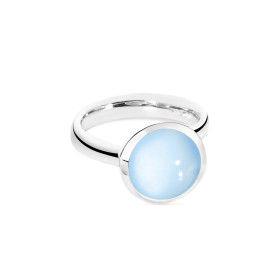 Weißgold, Ringe, Tamara Comolli BOUTON Ring Large mit Chalcedon, Ref: R-BOU-l-ChBl-wg