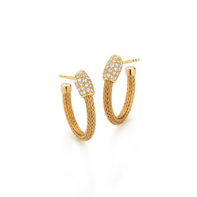 Gelbgold, Ohrringe, Jörg Heinz  Mesh Creole "Pavé" (Paar), Ref: HSC1.1-2.5 750 2 00124