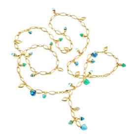Gelbgold, Halsschmuck, Tamara Comolli MIKADO  Halskette 'Lagoon' mit Diamant-Pavé, Ref: N-M-100-Lag-p-yg