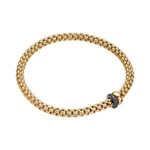 FOPE - Solo Flex'it Armband mit zwei Rondellen und schwarzer Pavé-Fassung
