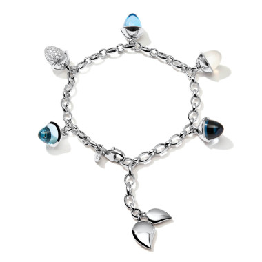         Weißgold, Armschmuck, Tamara Comolli MIKADO Flamenco Charm Armband 'Ocean' mit Diamant-Pavé