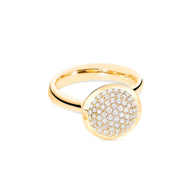         Gelbgold, Ringe, Tamara Comolli BOUTON Ring Large mit Diamant-Pavé