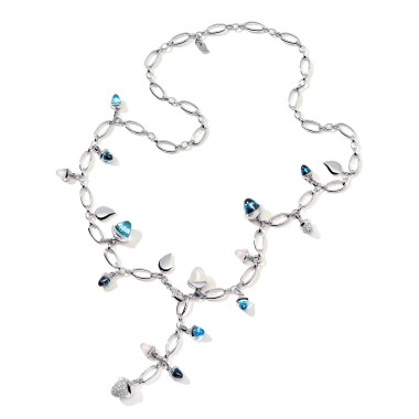         Weißgold, Halsschmuck, Tamara Comolli MIKADO Halskette 'Ocean' mit Diamant-Pavé