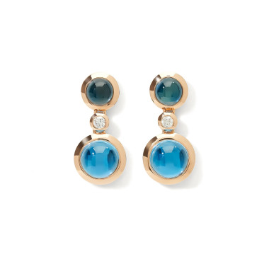         Roségold, Ohrringe, Tamara Comolli BOUTON Ohrhänger 2 Cabochons 'Sky'