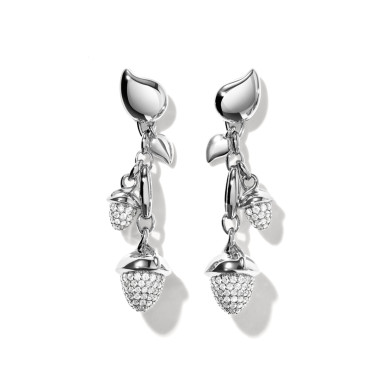         Weißgold, Ohrringe, Tamara Comolli MIKADO Ohrringe Dangling 2 Acorns mit Diamant-Pavé  