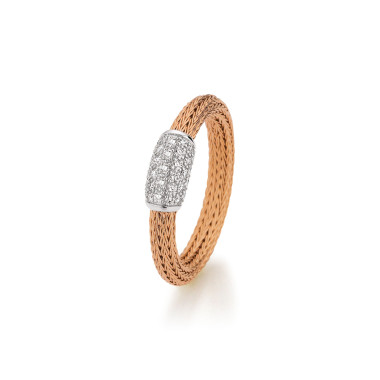         Roségold, Ringe, Jörg Heinz Mesh Ring Pavé