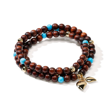         Gelbgold, Armschmuck, Tamara Comolli INDIA Armband mit Snakewood und Türkis Medium