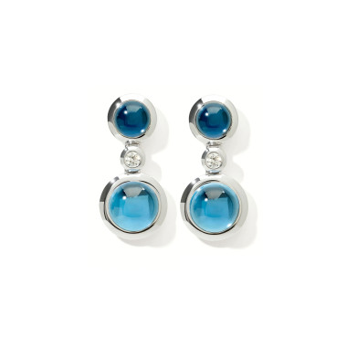         Weißgold, Ohrringe, Tamara Comolli BOUTON Ohrhänger 2 Cabochons 'Sky'