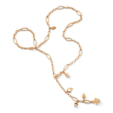         Roségold, Halsschmuck, Tamara Comolli MIKADO Halskette 'Camel' mit Diamant-Pavé