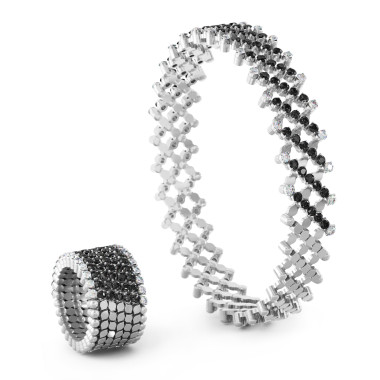         Weißgold, Armschmuck, Serafino Consoli Serafino Multi-Size-Ring und Armband