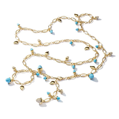         Gelbgold, Halsschmuck, Tamara Comolli MIKADO Halskette 'Türkis' mit Diamant-Pavé