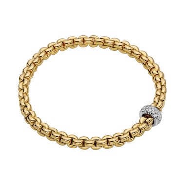         Gelbgold, Armschmuck, FOPE Eka Flex'it Armband mit Diamantpavé