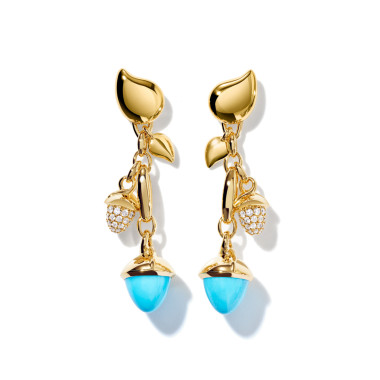         Gelbgold, Ohrringe, Tamara Comolli MIKADO Ohrringe Dangling 2 Acorns 'Turquoise'