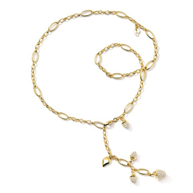         Gelbgold, Halsschmuck, Tamara Comolli MIKADO Halskette mit Diamant-Pavé