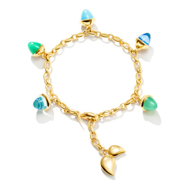         Gelbgold, Armschmuck, Tamara Comolli MIKADO Flamenco Charm Armband 'Lagoon' 