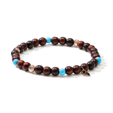         Roségold, Armschmuck, Tamara Comolli INDIA Armband mit Snakewood und Türkis Medium
