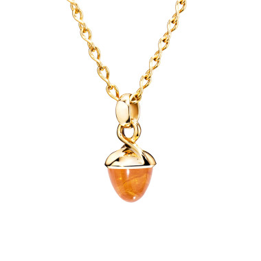         Gelbgold, Halsschmuck, Tamara Comolli MIKADO Bouquet Anhänger mit Mandarin-Granat