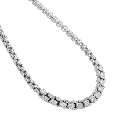         Weißgold, Halsschmuck, FOPE Eka Collier mit Pavébesatz