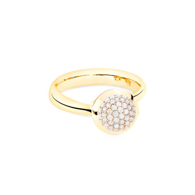         Gelbgold, Ringe, Tamara Comolli BOUTON Ring Small mit Diamant-Pavé