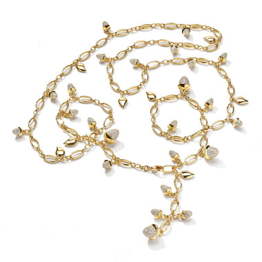         Gelbgold, Halsschmuck, Tamara Comolli MIKADO Halskette mit Diamant-Pavé