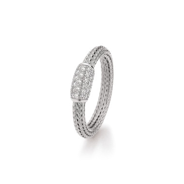         Weißgold, Ringe, Jörg Heinz Mesh Ring Pavé