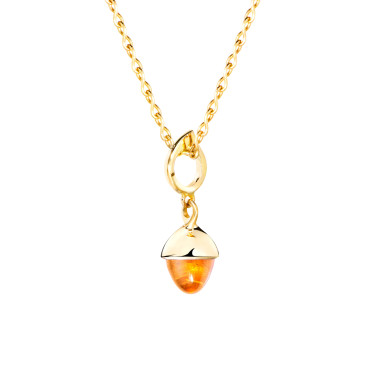         Gelbgold, Halsschmuck, Tamara Comolli MIKADO Flamenco Anhänger mit Mandarin-Granat