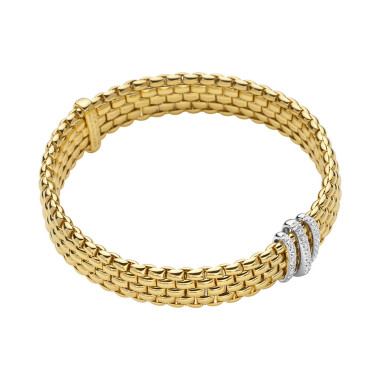         Gelbgold, Armschmuck, FOPE Eka Flex'it Armband mit Diamantpavé