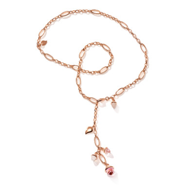         Roségold, Halsschmuck, Tamara Comolli MIKADO Halskette 'Blush' mit Diamant-Pavé