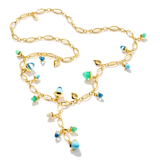         Gelbgold, Halsschmuck, Tamara Comolli MIKADO  Halskette 'Lagoon' mit Diamant-Pavé