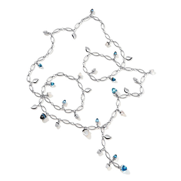         Weißgold, Halsschmuck, Tamara Comolli MIKADO Halskette 'Ocean' mit Diamant-Pavé