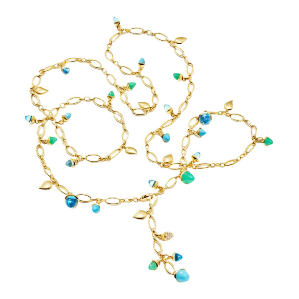        Gelbgold, Halsschmuck, Tamara Comolli MIKADO  Halskette 'Lagoon' mit Diamant-Pavé